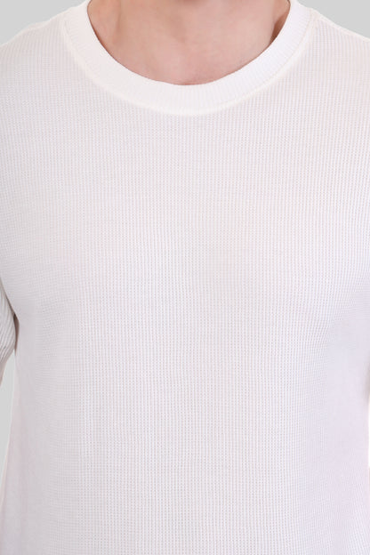 HERITAGE WAFFLE KNIT TEE - OFF WHITE