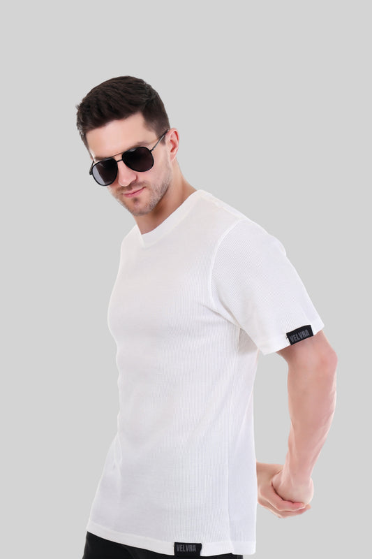 Heritage Waffle Knit Tee- Off White